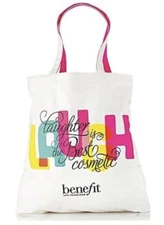 New/Sealed BENEFIT Laughter Is The Best Cosmetic LARGE Shopping CANVAS Tote BAG