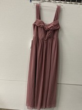 Barbie x Azazie Women's Maxi Dress Amethyst Ruffle Lace Up Pleated Sz 14 NWT