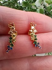 Contessa di Capri 925 gold over sterling silver curved multicoloured crystals(J)