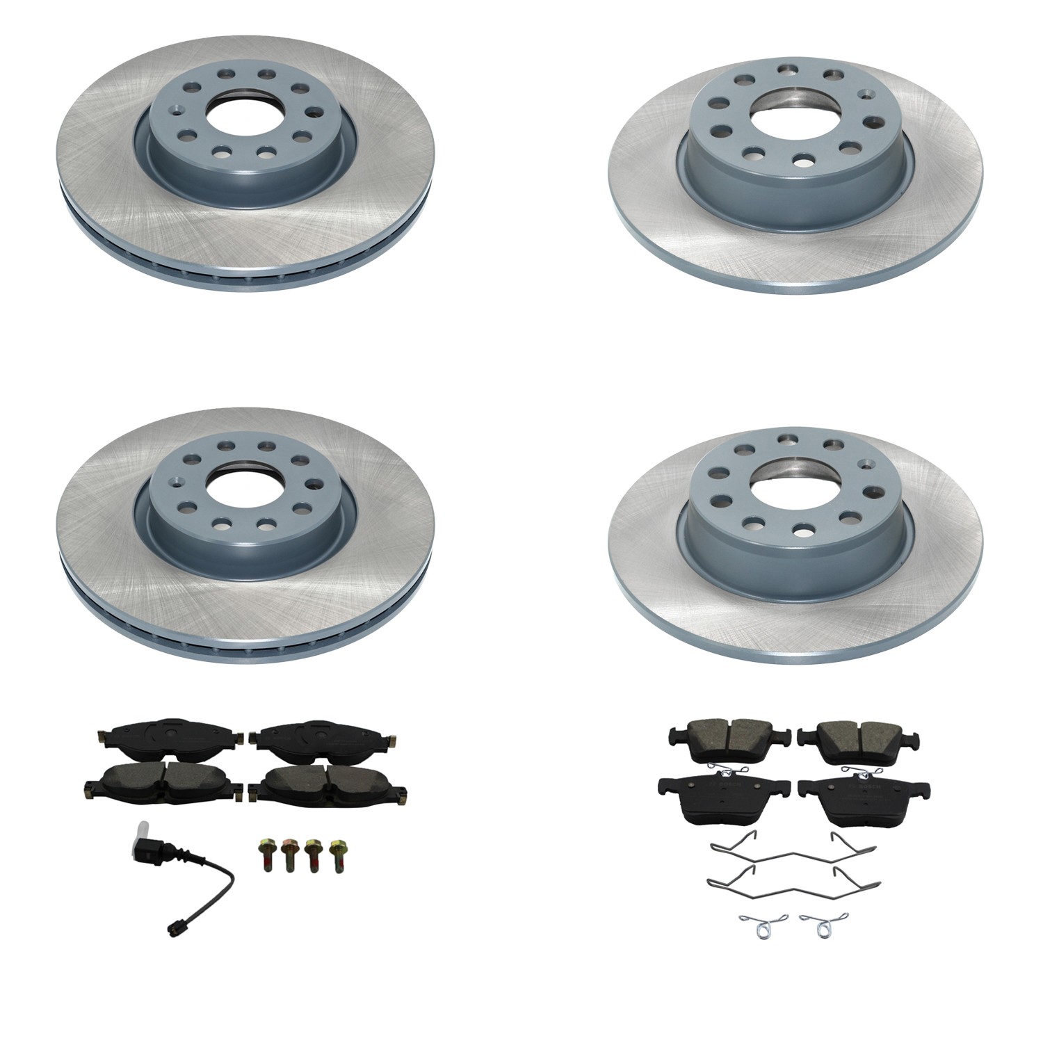 DuraGo Front Rear Rotors Bosch QuietCast Ceramic Brake Pads Kit for A3 Quattro