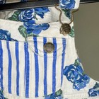 Vintage D.A.Y. Sportswear Girls Floral Stripe Shortalls Overalls Blue Rose Patch — photo 3
