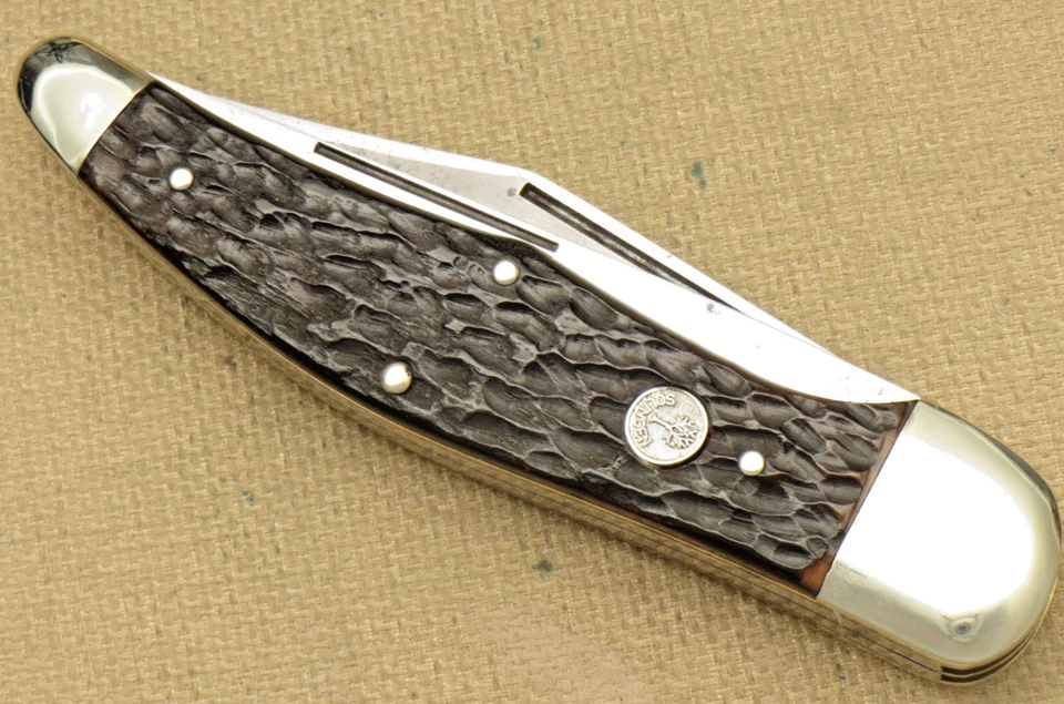 Cuchillo de cazador plegable vintage BOKER Solingen 2020 Yukon - asas de hueso - sin usar Foto 4 de 4