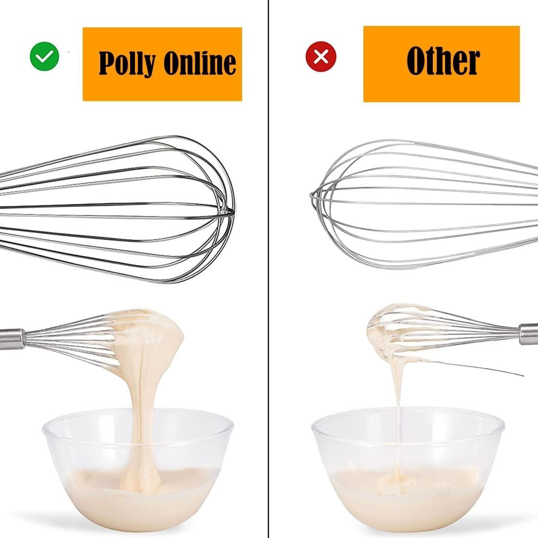 3 Pcs Stainless Steel Whisk Kitchen Utensil Wisk For Blending and Stirring New 