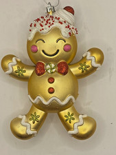 NEW HOLIDAY TIME SHATTERPROOF GLITTER BEAD GINGERBREAD MAN LARGE 8" ORNAMENT