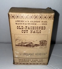 Old Fashioned Cut Nails WROUGHT HEAD 1-1/2” Tremont Wareham Massachusetts In Box