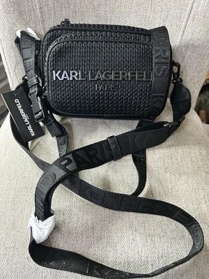Karl Lagerfeld Paris Black Zip Crossbody Bag Adjustable Strap or Belt Bag