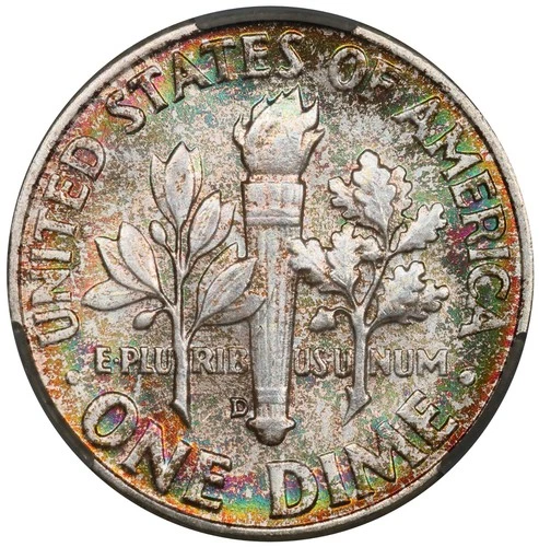 1957 D Toned Roosevelt Dime CAC MS 66 See Video Toning Silver Coin 10C CACG