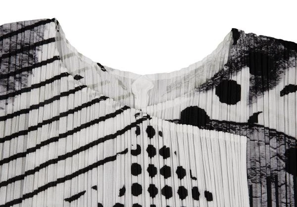 Cárdigan plisado manga 3/4 estampado gráfico hojas PLEATS PLEASE talla 3 (K-156619) Foto 4 de 4