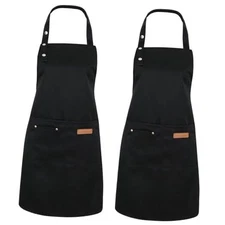 2 Pack Kitchen Aprons for Women, Adjustable Cooking Aprons for Women with Black