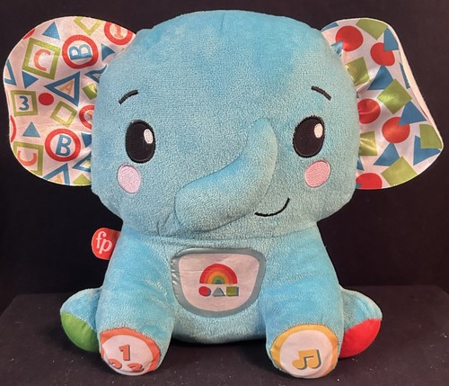 Fisher Price Lights and Learning Elephant Plush Toy Lights Music Sounds