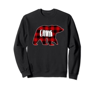 Emmi Bear Custom Red Buffalo Plaid Christmas Pajama Sweatshirtfrom JP