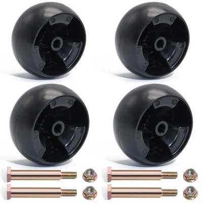CheeMuii 4 Pack Mower Deck Wheel Kit Replace for MTD/Cub 5inch-4pcs, Black-4