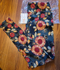 lularoe tc leggings floral tall curvy sunflower blue NWT