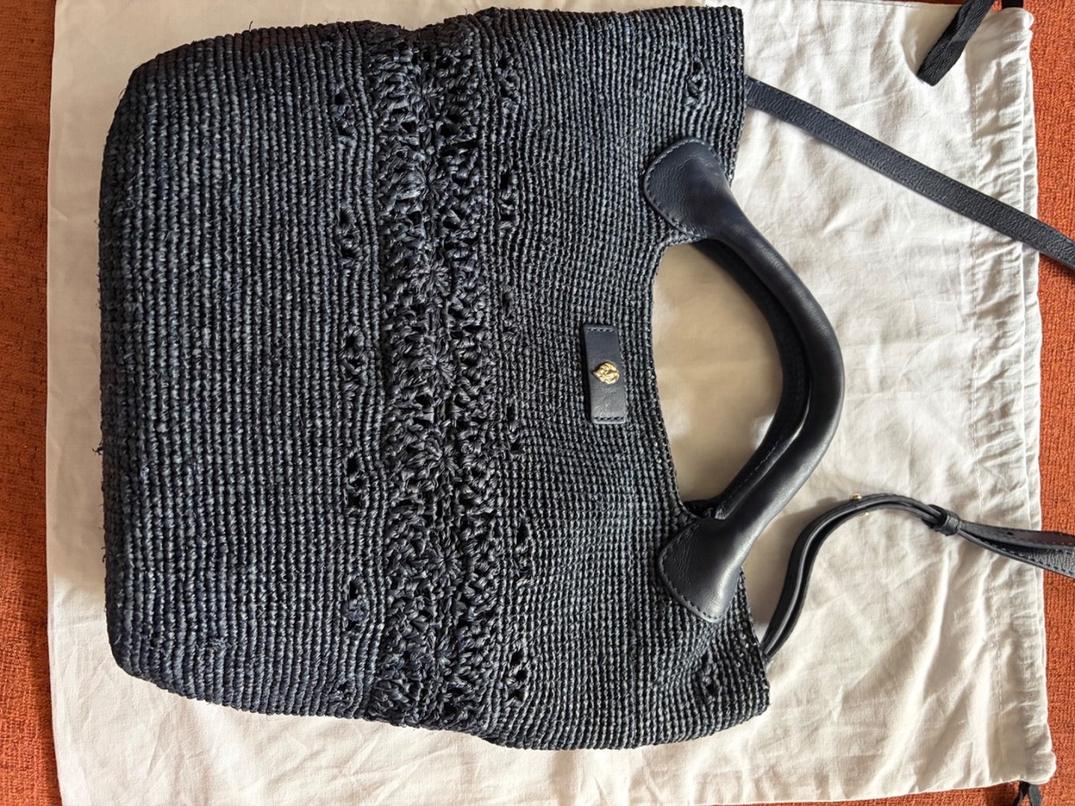 HELEN KAMINSKI ネイビー ラフィアバッグ Stunning Helen Kaminski Navy Raffia Tote Bag | eBay