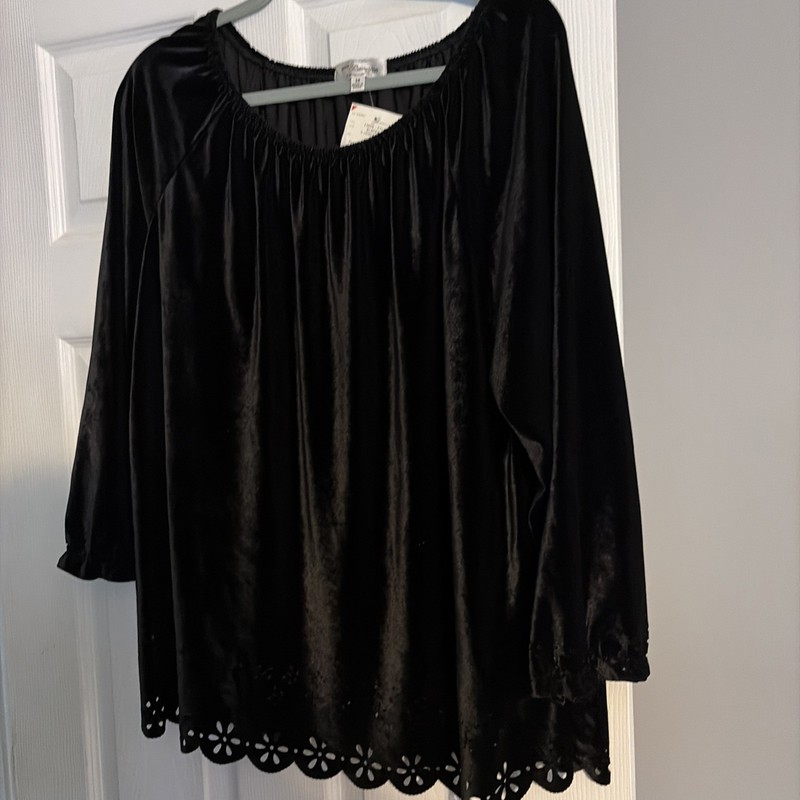 EVE & MADDIE Womens Black Velvet Top 3X NWT