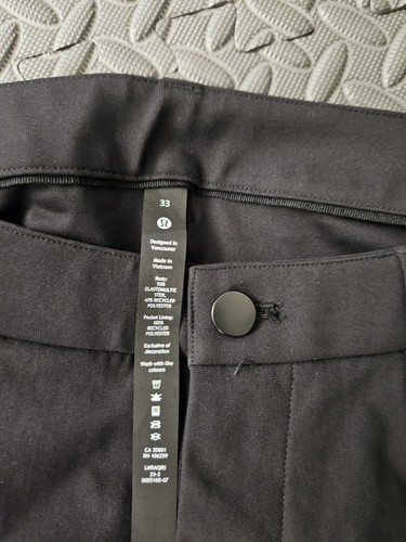 lululemon ABC Slim Warpstream. Men’s Black Chino Pants 33 Tapered  - Picture 2 of 4
