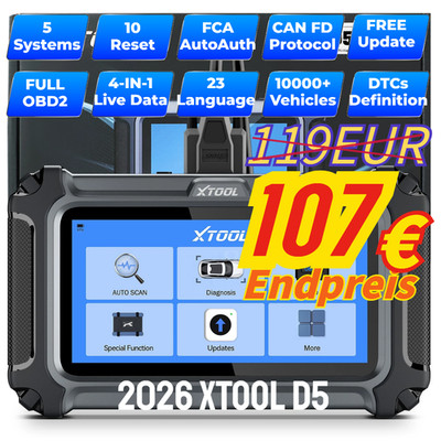 Deutsch 2026 XTOOL D5 OBD2 Diagnosegerät Scanner Codeleser CAN FD FCA AutoAuth