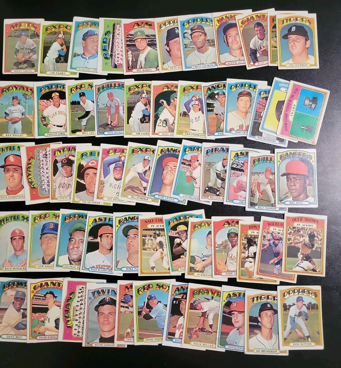 1972 Topps Baseball Lot - 58 Different High Numbers - Between #530 and #655