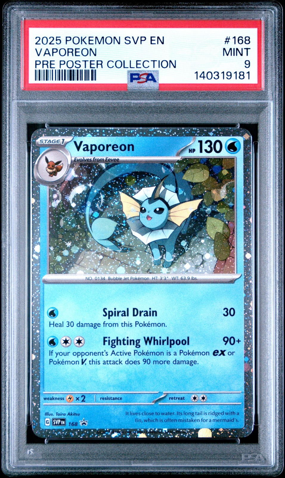 2025 POKEMON SVP EN-SV BLACK STAR PROMO #168 VAPOREON PSA 9