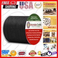 2mm Black Waxed Cord, Jewelry Making, 109 Yard Durable, Natural Cotton Bead...