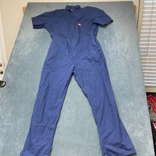Dickies Short Sleeve Coveralls Men Navy Blue Straight Leg Chest Pockets Workwear