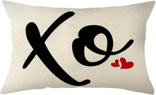 Valentine'S Day XO Throw Pillow Cover, 12 X 20 Inch Love Heart Valentine Holiday