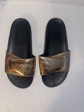 Victorias Secret Slides Metallic Bronze Pink Collection Size 9-10