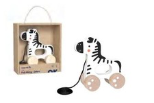 Tooky Toy Wooden Toy with 4 Wheels, Pull Cord, from 18 Months, Colour: White