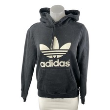 Adidas Women's Black Trefoil Long Sleeve Hoodie Hooded Sweatshirt Top Size S