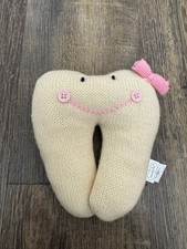 Mudpie Tooth Fairy Tooth Pillow Plush With Tooth Pocket Pink Bow 5  Knitted