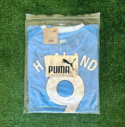 PUMA Manchester City Erling Haaland #9 Men's L Soccer Jersey Blue/White DRYCELL