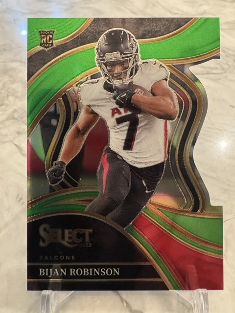 2023 Panini Select Bijan Robinson Rookie Neon-Green Die-Cut! 409/499! Falcons