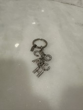 Coach Vintage Rare Silver Crystal Spelled Out Coach Keychain Fob Purse Bag Charm