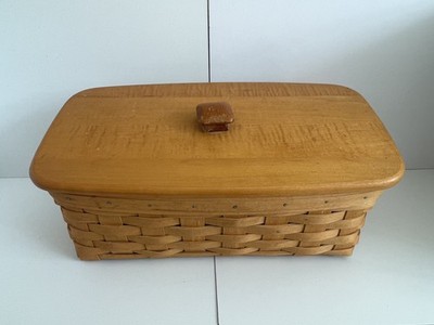 Longaberger 1998 Vanity Basket, Wooden Lid & Protector 14 x 7 