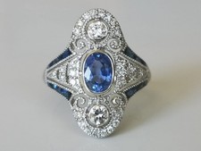 1Ct Blue Sapphire  White Round CZ Engagement Wedding Ring 925 Sterling Silver