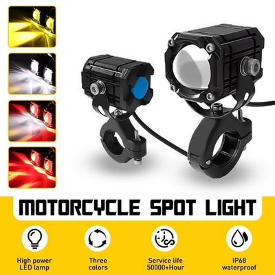 2x LED Motorcycle Driving Fog Spot Light Lamp Auxiliary White Amber Red w/Switch