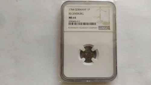 1 Pfennig 1764 REGENSBURG - Germany - NGC  MS 64 -  Silver