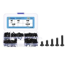 250Pcs M3 x 6mm/8mm/10mm/12mm/16mm Flat Hex Head Socket Cap Screws Bolts Steel