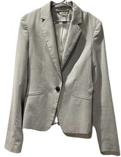 H M Women  s Long Sleeve 1 Button Light Gray Blazer Jacket Size 2