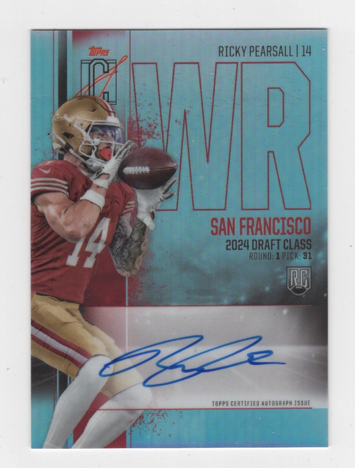 2024 Topps Signature Class Ricky Pearsall Chrome Auto Rookie Variation 49ers