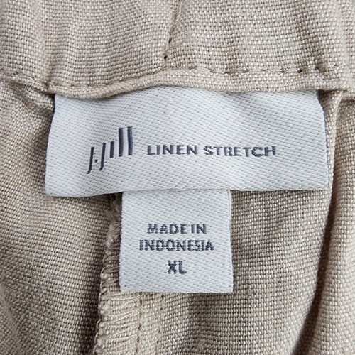 J Jill Pant Size XL Linen Stretch Pullon Trouser Heather Beige Modern Ankle Slit - Picture 6 of 8