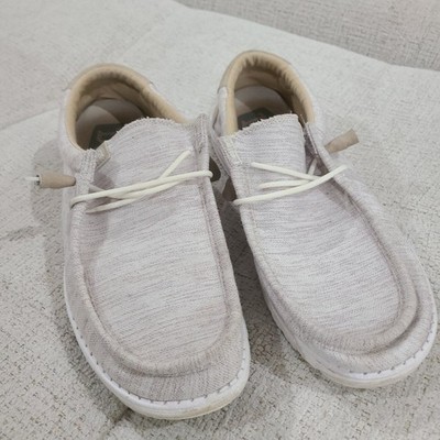 Hey Dude Wally Casual Slip-On Shoes Mens Size 10 Ascend Woven Cream Beige Tan