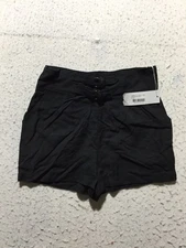 NEW Bishop + Young Kimberly Hi Waist Shorts Womens S Small Black 2 Buckle Style
