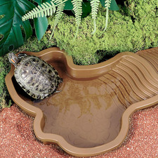 Large Reptile Bathing Pool Tortoise Food Water Bowls with Ramp Reptile Feeding