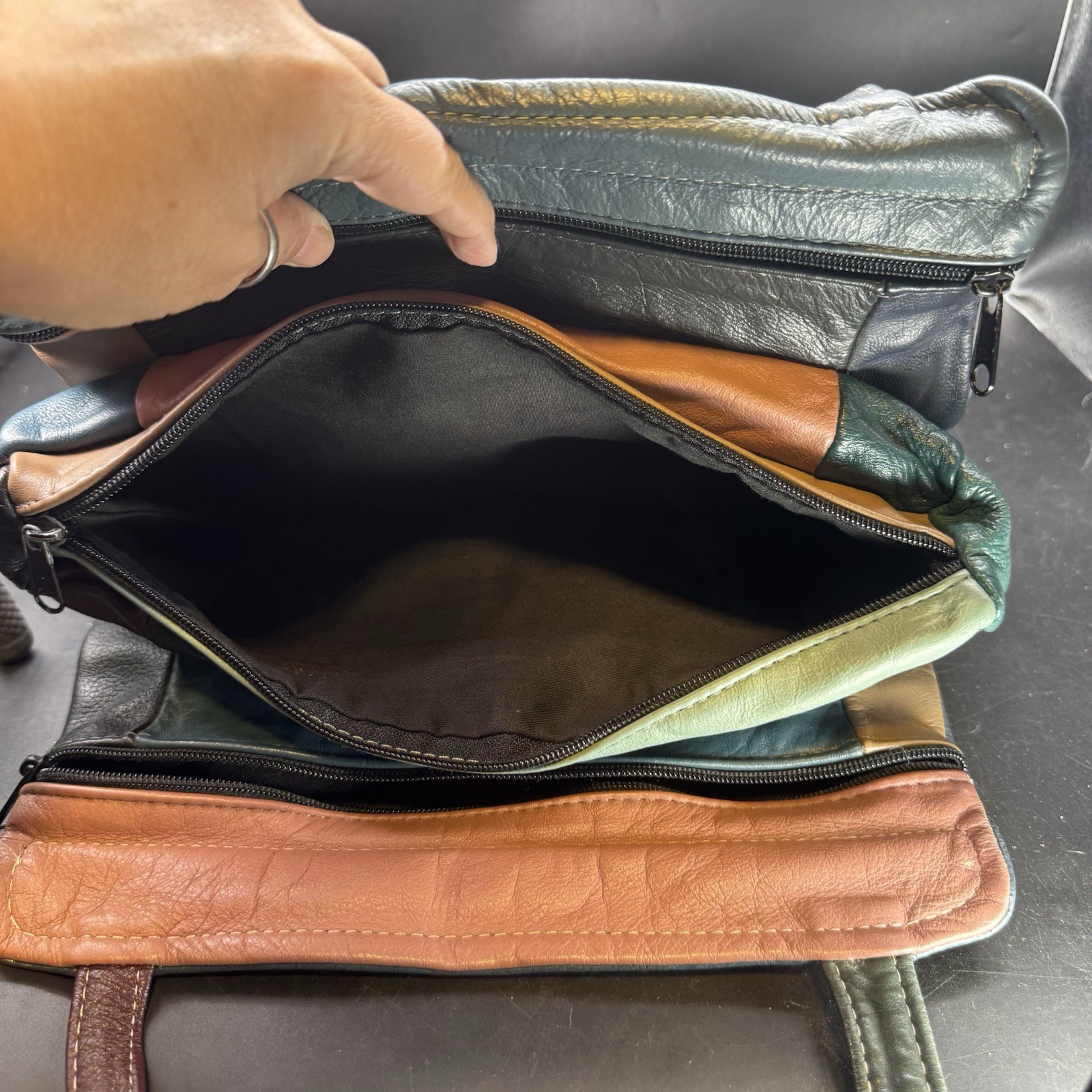 Multicolor Leather Patchwork Shoulder Purse Bag D… - image 12