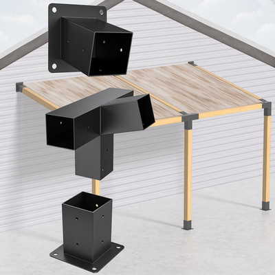 Heavy Duty 15°Slanted Roof Wall Mount 4X4 Pergola Bracket Kit, Angled 4X4 Wood P
