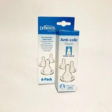 Dr. Brown's 6 Pk Natural Flow Anti-Colic Nipple Level 2 Medium Flow  3m+ NEW