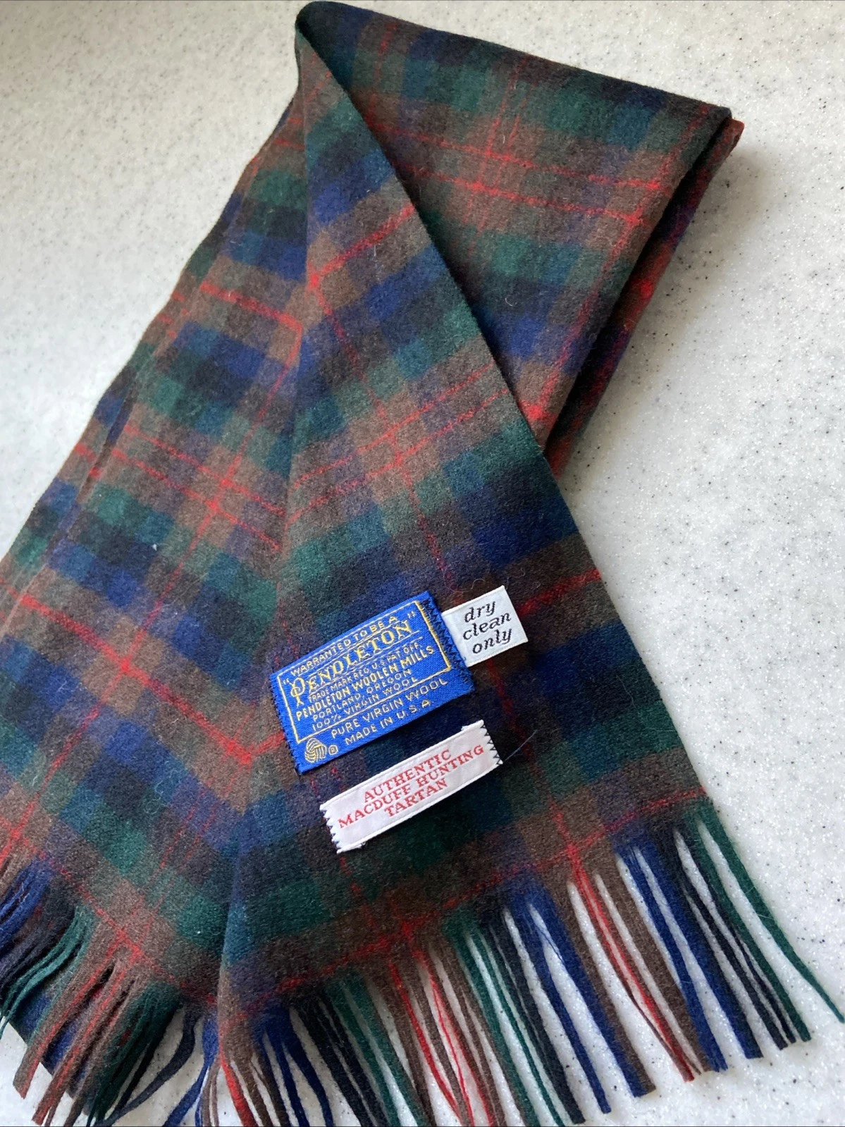 Pendleton Authentic MacDuff Tartan Scarf Retro Plaid Wool 12 X 52” NEW USA