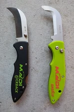 MADI POINTED BLADE LOCKBACK & ONEFLIP LINEMAN'S KNIVES, NEVER USED, LOT/SET OF 2