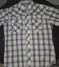 Vintage Wrangler Shirt Mens M Pearl Snap Greens Silver Button Top